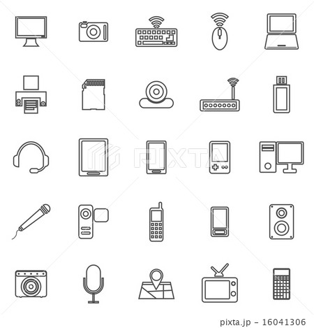 Gadget line icons on white background 16041306