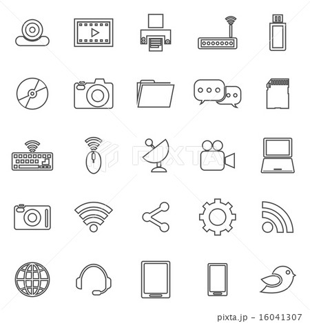 Hi-tech line icons on white background 16041307