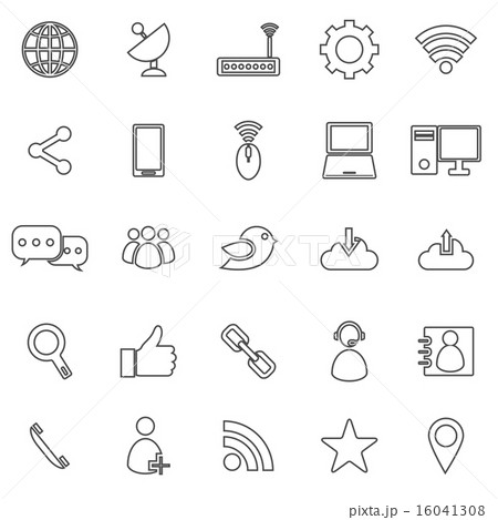 Network line icons on white background Network line icons on white background 16041308