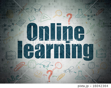 Studying concept: Online Learning on Digital Paper background 16042364