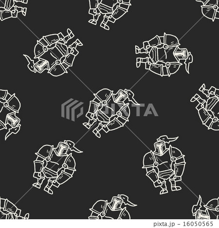 knight doodle seamless pattern background 16050565