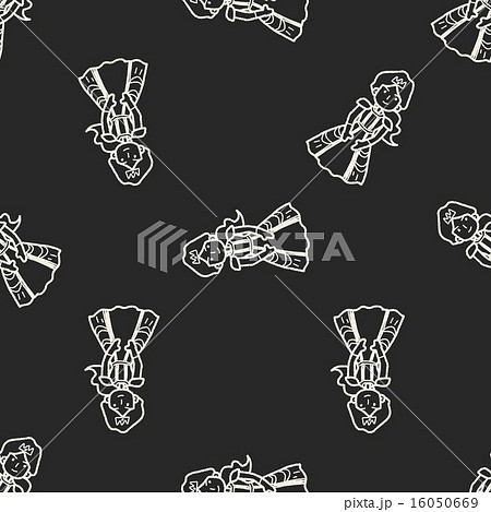 princess doodle seamless pattern background 16050669