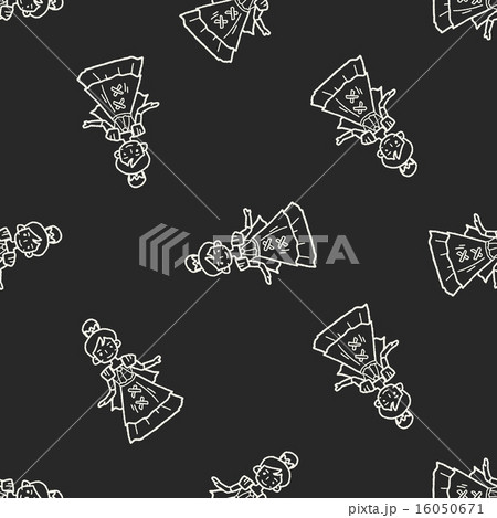 princess doodle seamless pattern background 16050671
