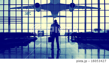 Businessman Airport Terminal Waiting Standing Alone Travel Conce 16053427