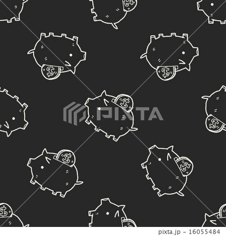 doodle pig money bank seamless pattern background 16055484