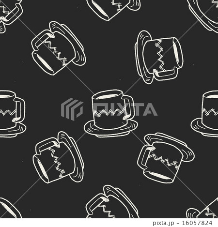 coffee cup doodle seamless pattern background 16057824