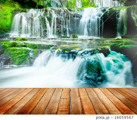 Beautiful Cascading Waterfall Nature New Zealand Concept 16059567