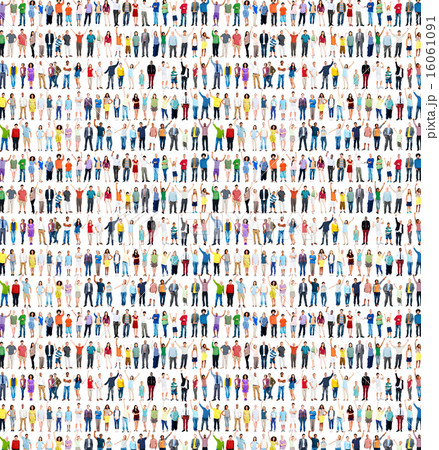 Multiethnic Casual People Togetherness Celebration Arms Raised C 16061091
