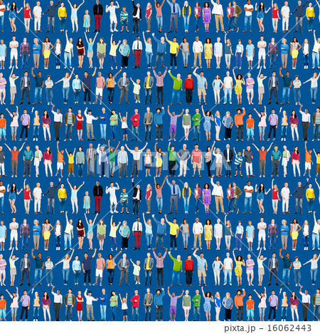 Multiethnic Casual People Togetherness Celebration Arms Raised C 16062443