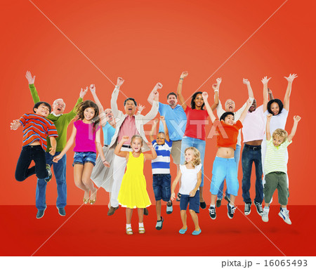 Children Celebration Jumping Ecstatic Happiness Concept 16065493