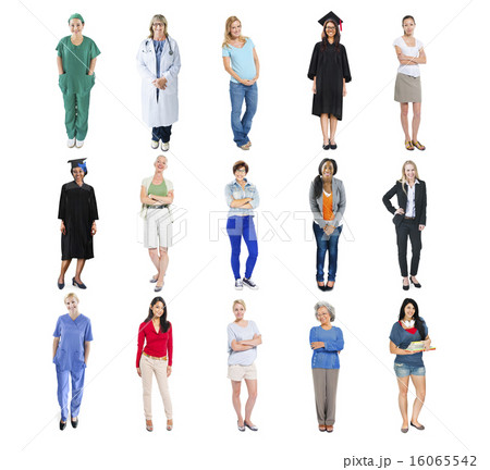 Group of People Standing in a Row Isolated on White Group of People Standing in a Row Isolated on White 16065542