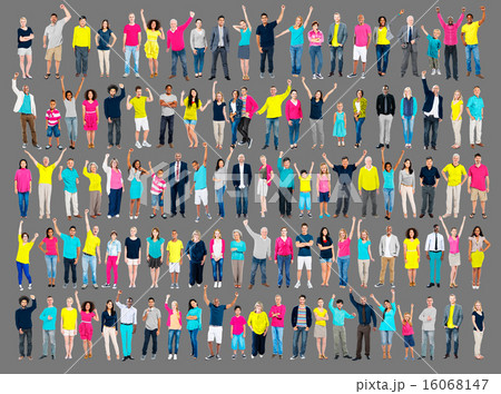 Multiethnic Casual People Togetherness Celebration Arms Raised C Multiethnic Casual People Togetherness Celebration Arms Raised C 16068147