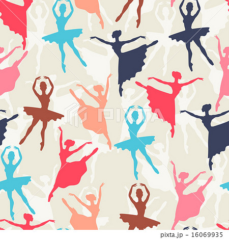 Seamless Pattern Of Ballerinas Silhouettes In のイラスト素材