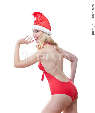 Snow Maiden. The blonde in a cap of Santa Claus. 16071020