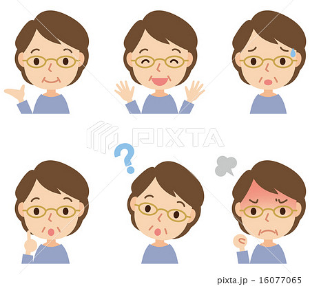 中年女性　表情ポーズ　セット 16077065