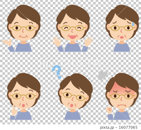 中年女性　表情ポーズ　セット 16077065