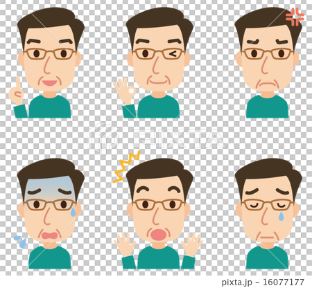 Middle-aged man's expression pose set 16077177