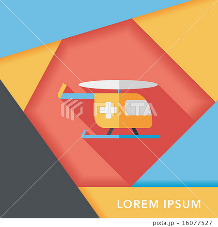 Medical helicopter flat icon with long shadow 16077527