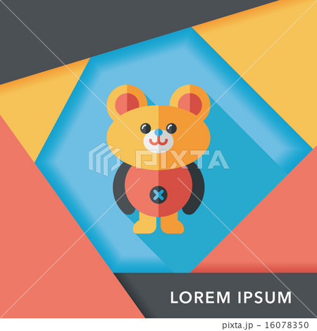 teddy bear flat icon with long shadow 16078350