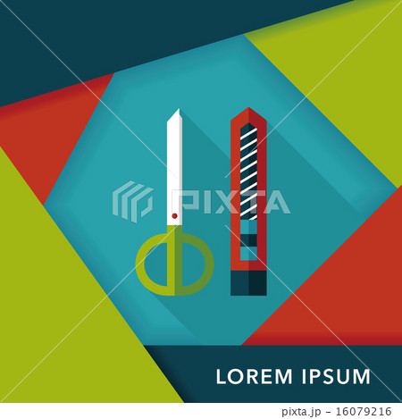 Scissors and paper knife flat icon with long shadow,eps10 Scissors and paper knife flat icon with long shadow,eps10 16079216
