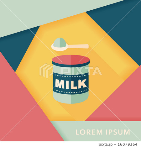Powdered milk dairy food flat icon with long shadow,eps 10 Powdered milk dairy food flat icon with long shadow,eps 10 16079364
