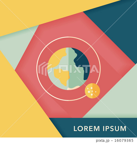 Space planet flat icon with long shadow,eps10 16079365