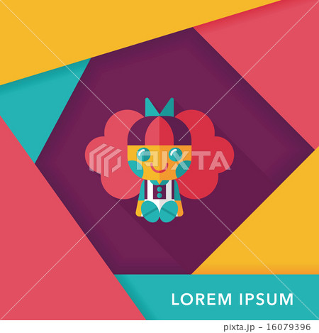 girl doll toy flat icon with long shadow,eps 10 16079396