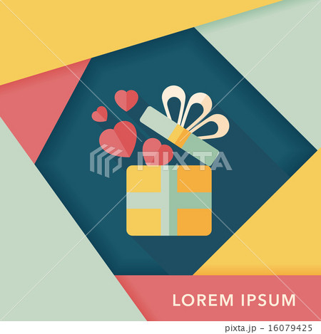 Valentine's Day present flat icon with long shadow,eps10 16079425