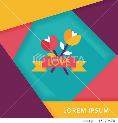 Valentine's Day flower flat icon with long shadow,eps10 16079478