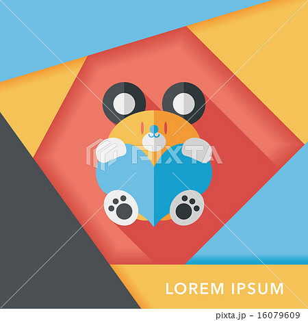 Valentine's day present bear flat icon with long shadow,eps10 16079609