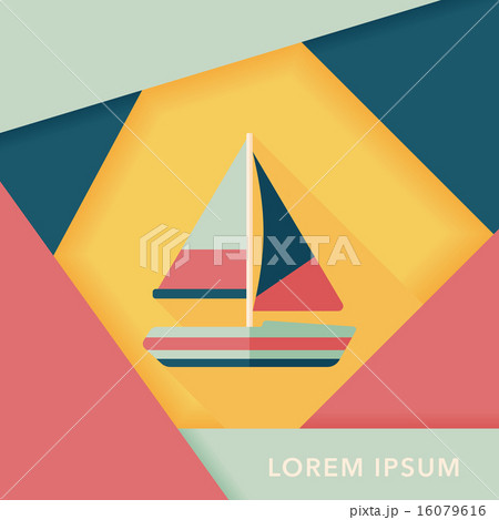 Transportation sailboat flat icon with long shadow,eps10 Transportation sailboat flat icon with long shadow,eps10 16079616