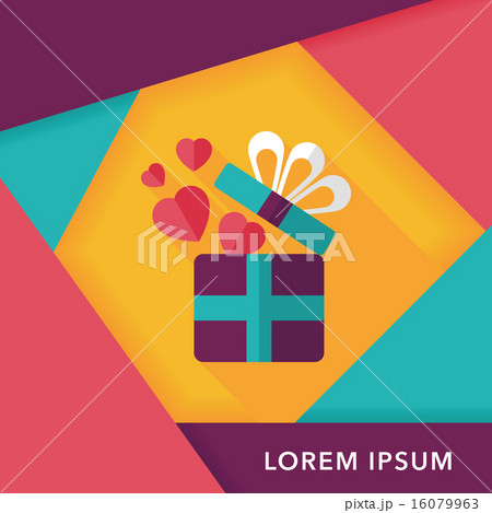 Valentine's Day present flat icon with long shadow,eps10 16079963