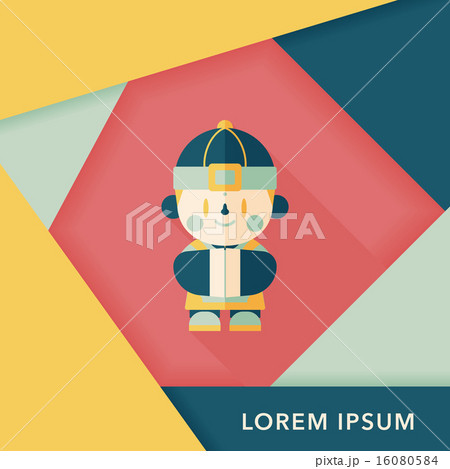 Chinese New Year boy flat icon with long shadow,eps10 16080584