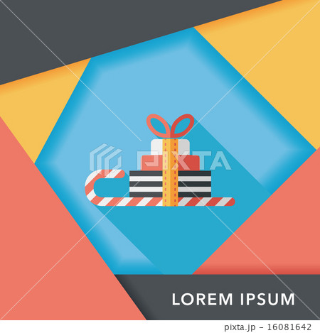 Christmas sleigh gift basket flat icon with long shadow,eps10 Christmas sleigh gift basket flat icon with long shadow,eps10 16081642