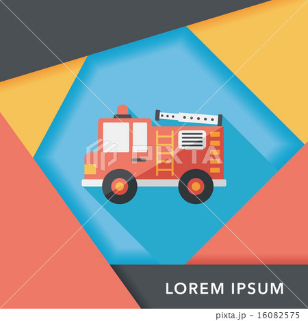 Transportation Fire truck flat icon with long...のイラスト素材 [16082575] - PIXTA