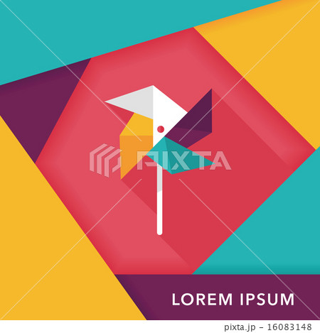 Windmill flat icon with long shadow 16083148