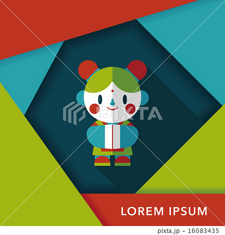 Chinese New Year girl flat icon with long shadow,eps10 Chinese New Year girl flat icon with long shadow,eps10 16083435