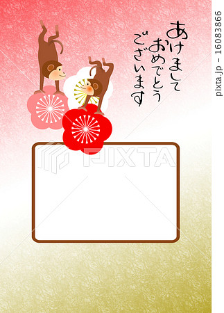 和風フォトフレーム　逆立ちする子ザル　 16083866