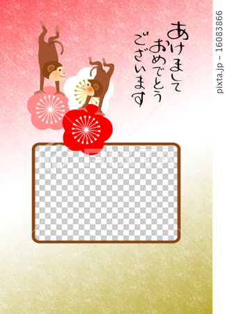 和風フォトフレーム　逆立ちする子ザル　 16083866