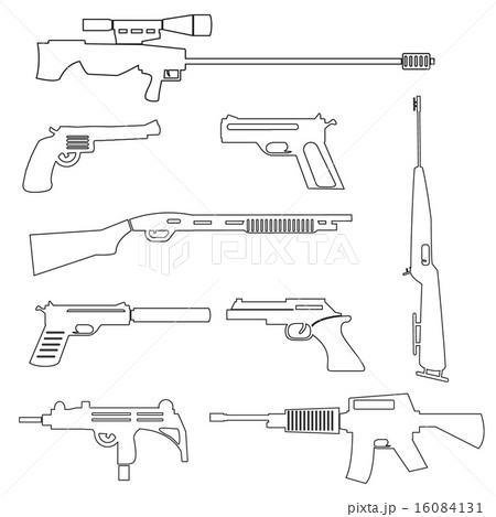 firearms weapons and guns outline icons eps10 16084131