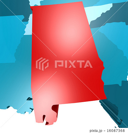 Alabama map on blue USA map 16087368