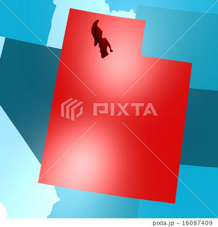 Utah map on blue USA map 16087409