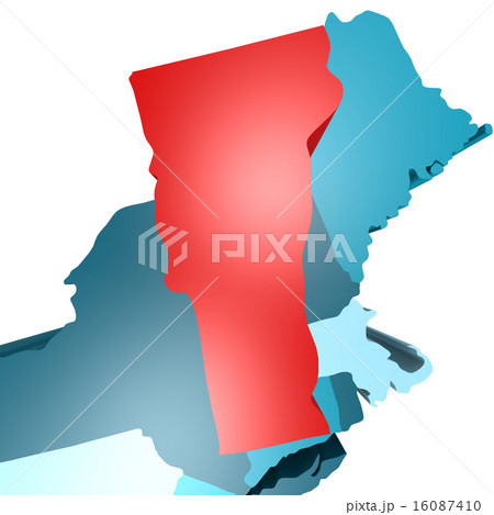Vermont map on blue USA map 16087410