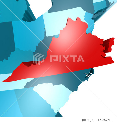 Virginia map on blue USA map 16087411