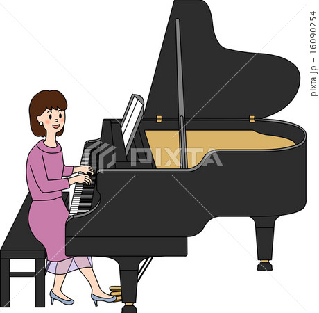 ピアノを弾く女性のイラスト素材