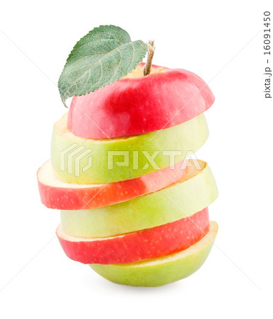 Red-green apple with leaf Red-green apple with leaf 16091450