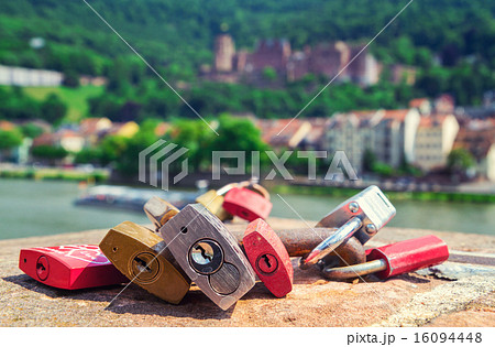 locks symbolizing love on a bridge in Heidelberg locks symbolizing love on a bridge in Heidelberg 16094448