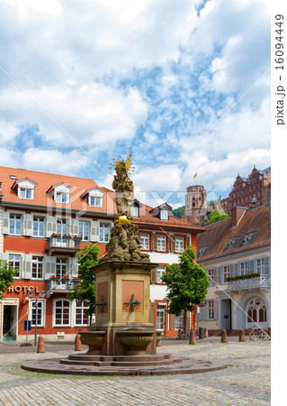 Statue of Madonna Mary and Jesus in town square. 16094449