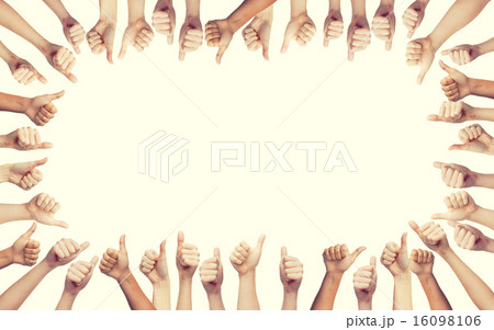 human hands showing thumbs up in circle 16098106