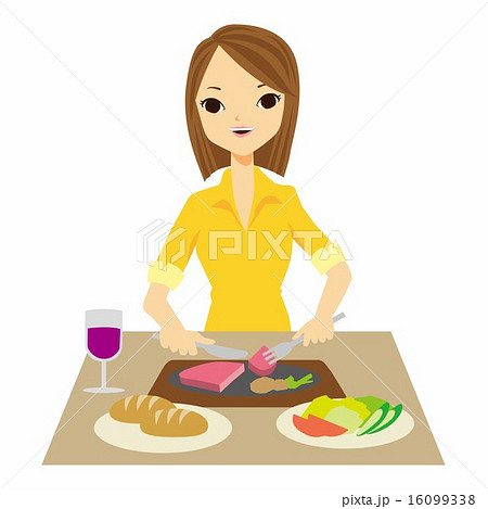 女性イラスト　食事 16099338